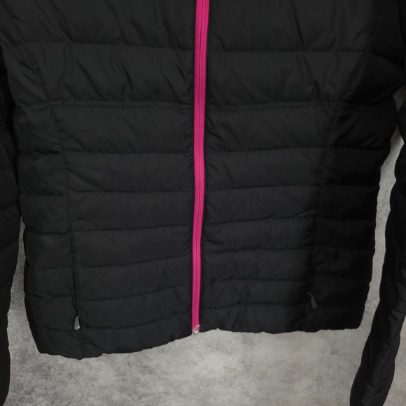 Spyder Prymo Puffer Down Jacket Womens Large Black Pink Coat Winter Ski Snow - Picture 5 of 16